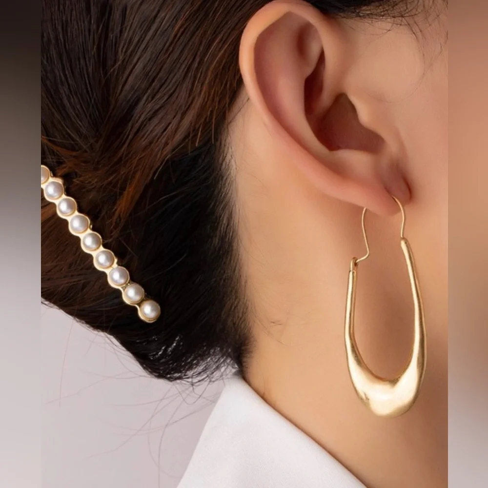 Gold plated antique finish elongated elegant earrings